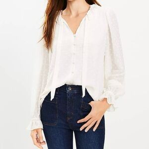 ✨NWOT✨ LOFT Long Sleeve Blouse - White - Small